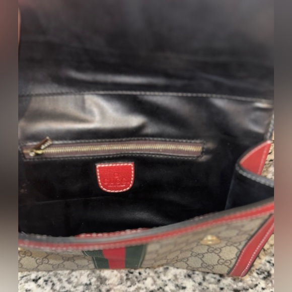 GUCCI GG Canvas Sherry Line Clutch Bag PVC Leather Red - Picture 3 of 3